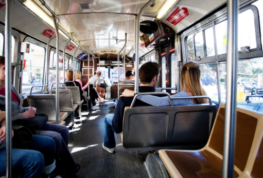 inside bus with people