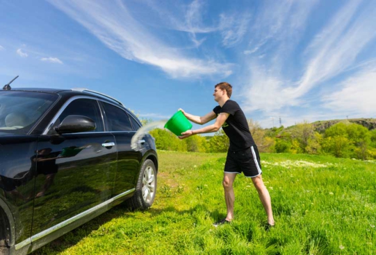 teen washing their car