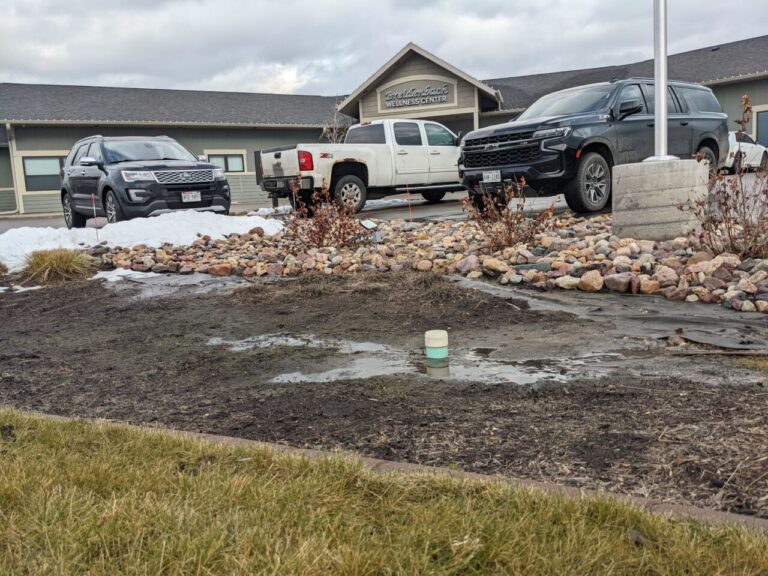 parking lot with drainage pipe